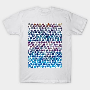 Watercolor Brush Strokes and Splashes Pattern in Cobalt, Violet and Ocher T-Shirt